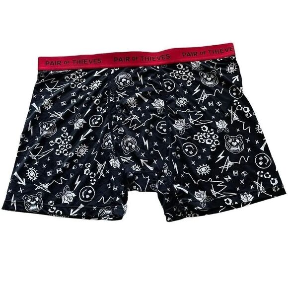 Pair of Thieves Men's Super Soft Boxer Briefs -Black/White SZ M #1534 - Picture 1 of 9